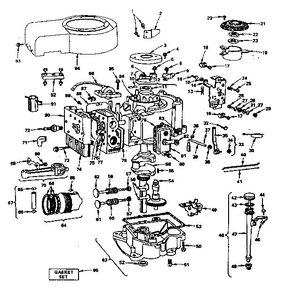 Cylinder, Crankshaft And Engine Base Group Diagram and Parts List for 220707-0139-01  Briggs and Stratton Engine